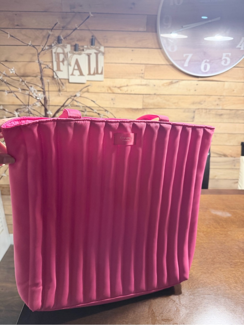 NWT Kate spade Bright Pink Quilted Pleat Tote